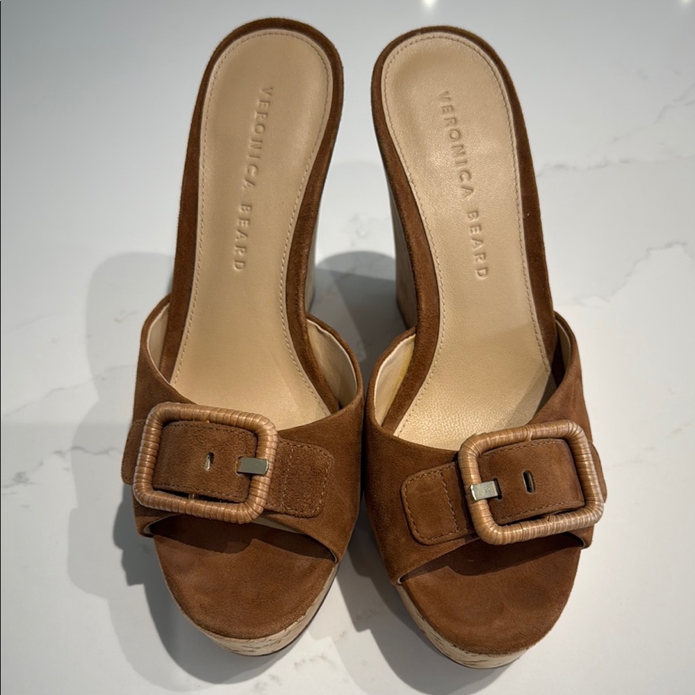 Veronica Beard Brown Suede Wedge Shoes
